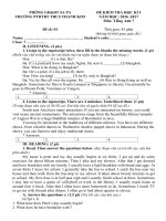 Tải Bộ đề thi học kỳ 1 môn Tiếng Anh lớp 7 năm học 2016 - 2017 có đáp án - Đề kiểm tra học kì 1 môn tiếng Anh lớp 7 có đáp án