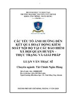 Các yếu tố ảnh hưởng đến kết quả hoạt động kiểm soát nội bộ tại các cơ quan bảo hiểm xã hội trên địa bàn thành phố hồ chí minh  