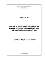 Pháp luật về chuyển đổi giới tính trên thế giới và những giá trị tham khảo cho việc xây dựng luật chuyển đổi giới tính của việt nam​ 