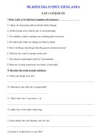 Tải Đề kiểm tra 15 phút lớp 6 môn tiếng Anh lần 1 năm 2019 - 2020 - Đề kiểm tra tiếng Anh 6 mới có đáp án