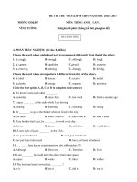 Tải Đề thi thử vào lớp 10 môn Tiếng Anh năm học 2016 - 2017 Phòng GD-ĐT Vĩnh Tường, Vĩnh Phúc (Lần 2) có đáp án - Đề thi thử vào lớp 10 môn Tiếng Anh có đáp án