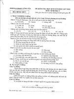 Đáp án Kiểm tra học kỳ 2 môn Sinh học 9