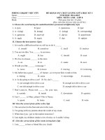 Tải Đề khảo sát chất lượng giữa học kỳ 1 môn tiếng Anh lớp 8 huyện Việt Yên, Bắc Giang năm học 2014 - 2015 - Đề thi tiếng Anh lớp 8 có đáp án