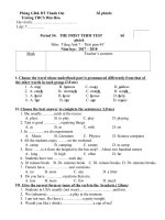 Tải Đề thi học kì 1 lớp 7 môn tiếng Anh Phòng GD&ĐT Dân Hòa, Hà Nội năm học 2017-2018 - Đề kiểm tra học kì 1 lớp 7 môn tiếng Anh