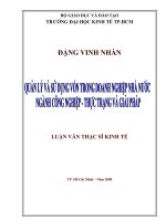 (Luận văn thạc sĩ) quản lý và sử dụng vốn trong doanh nghiệp nhà nước ngành công nghiệp   thực trạng và giải pháp 
