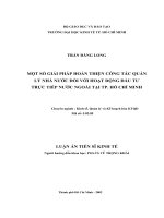(Luận văn thạc sĩ) một số giải pháp hoàn thiện công tác quản lý nhà nước đối với hoạt động đầu tư trực tiếp nước ngoài tại TP  hồ chí minh 