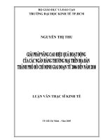 (Luận văn thạc sĩ) giải pháp nâng cao hiệu quả hoạt động của các ngân hàng thương mại trên địa bàn thành phố hồ chí minh giai đoạn từ năm 2006 đến năm 2010 