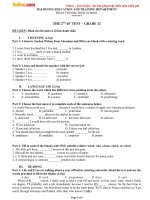 Tải Đề kiểm tra 1 tiết lần 2 môn Tiếng Anh lớp 12 trường THPT Đoàn Thượng, Hải Dương năm 2015 - 2016 - Đề kiểm tra 45 phút môn Tiếng Anh lớp 12 có đáp án