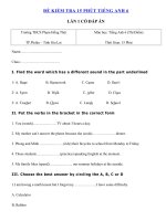 Tải Đề kiểm tra 15 phút lớp 6 môn Tiếng Anh thí điểm trường THCS Phạm Hồng Thái, Gia Lai - Đề kiểm tra tiếng Anh 6 có đáp án
