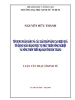 (Luận văn thạc sĩ) tín dụng ngân hàng và các giải pháp nâng cao hiệu quả tín dụng ngân hàng phục vụ phát triển nông nghiệp và nông thôn trên địa bàn tỉnh sóc trăng 