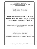 (Luận văn thạc sĩ) một số giải pháp tài chính nhằm phát triển ngành công nghiệp việt nam trong quá trình hội nhập kinh tế quốc tế  