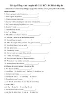 Tải Bài tập Tiếng Anh chuyên đề CÂU HỎI ĐUÔI có đáp án - Tổng hợp bài tập câu hỏi đuôi có đáp án