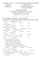Tải Đề thi tuyển sinh vào lớp 10 môn Tiếng Anh không chuyên THPT Chuyên Nguyễn Trãi, Hải Dương năm 2014 - Đề thi vào lớp 10 môn Tiếng Anh điều kiện có đáp án