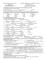 Tải Đề thi học kỳ 1 môn Tiếng Anh lớp 7 huyện Hải Lăng, Quảng Trị năm học 2016 - 2017 có đáp án - Đề kiểm tra học kì 1 môn tiếng Anh lớp 7 có đáp án