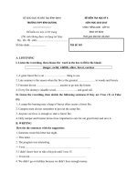 Tải Đề thi học kỳ 2 môn Tiếng Anh lớp 10 Cơ bản trường THPT Bình Dương, Bình Định năm học 2014 - 2015 - Đề kiểm tra học kỳ 2 môn tiếng Anh lớp 10 có đáp án