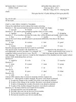Tải Bộ đề thi học kì 1 môn Tiếng Anh lớp 10 tỉnh Đồng Tháp năm 2012 - 2013 (Chương trình chuẩn) - Đề kiểm tra học kì 1 môn Tiếng Anh lớp 10 có đáp án