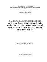(Luận văn thạc sĩ) vận dụng các công cụ đánh giá trách nhiệm quản lý của kế toán quản trị vào các doanh nghiệp nhà nước kinh doanh đường tại tp  HCM 