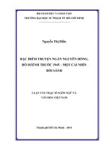 Đặc điểm truyện ngắn nguyên hồng, hồ dzếnh trước 1945   một cái nhìn đối sánh  