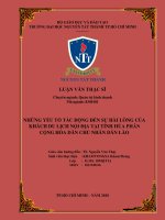 Những yếu tố tác động đến sự hài lòng của khách du lịch nội địa tại tỉnh hủa phăn cộng hòa dân chủ nhân dân lào  