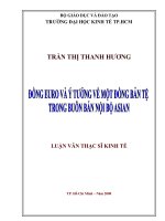 (Luận văn thạc sĩ) đồng euro và ý tưởng về một đồng bản tệ trong buôn bán nội bộ asian 