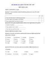 Tải Đề thi học kì 1 lớp 9 môn Tiếng Anh năm học 2018 - 2019 phòng GD - ĐT Thành phố - Đề kiểm tra cuối học kì 1 môn Tiếng Anh lớp 9