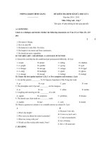 Tải Đề thi giữa kỳ 2 môn Tiếng Anh lớp 7 huyện Bình Giang, Hải Dương năm 2015 - Đề kiểm tra giữa kỳ 2 môn tiếng Anh lớp 7 có đáp án