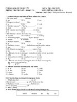 Tải Đề thi học kì 1 lớp 6 môn tiếng Anh trường TH&THCS Số 1 Hồng Ca năm học 2017-2018 có đáp án - Đề kiểm tra học kì 1 môn Tiếng Anh lớp 6