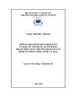 (Luận văn thạc sĩ) những giải pháp huy động vốn và đầu tư tín dụng ngân hàng nhằm thúc đẩy chuyển dịch cơ cấu kinh tế nông thôn tỉnh cà mau 