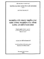 (Luận văn thạc sĩ) nghiên cứu phát triển các khu công nghiệp của tỉnh long an đến năm 2010 