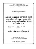 (Luận văn thạc sĩ) một số giải pháp góp phần nâng cao năng lực cạnh tranh của ngành du lịch tỉnh bình thuận đến năm 2010  