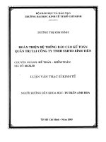 (Luận văn thạc sĩ) hoàn thiện hệ thống báo cáo kế toán quản trị tại công ty TNHH SXHTD bình tiên 