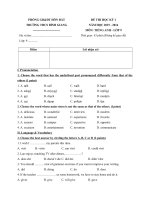 Tải Đề thi học kỳ 1 môn tiếng Anh lớp 9 trường THCS Bình Giang, Kiên Giang năm học 2015 - 2016 - Đề kiểm tra học kỳ 1 môn tiếng Anh lớp 9 có đáp án