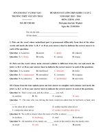 Tải Đề khảo sát chất lượng lần 2 năm 2016 môn Tiếng Anh lớp 11 trường THPT Nguyễn Trãi, Thái Bình - Đề kiểm tra kiến thức phổ thông tiếng Anh lớp 11