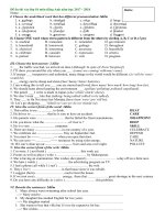 Tải Đề thi thử vào lớp 10 môn tiếng Anh năm học 2017 - 2018 có đáp án - Đề 4 - Đề thi tuyển sinh vào lớp 10 có đáp án