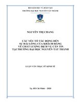 Các yếu tố tác động đến sự hài lòng của khách hàng về chất lượng dịch vụ căn tin tại trường đại học nguyễn tất thành  