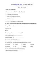 Tải Đề thi học kì 1 lớp 8 môn Tiếng Anh năm học 2018 - 2019 trường THCS Đức Chính - Đề kiểm tra học kì 1 môn Tiếng Anh lớp 8 chương trình mới