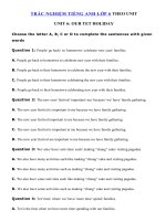 Tải Trắc nghiệm Writing tiếng Anh lớp 6 Unit 6 Our Tet Holiday - Bài tập Tiếng Anh 6 mới theo từng Unit có đáp án