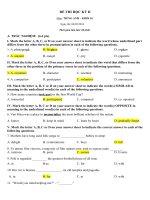 Tải Đề thi học kỳ 2 môn Tiếng Anh lớp 10 THPT Trần Hưng Đạo, TP. Hồ Chí Minh CÓ ĐÁP ÁN - Đề kiểm tra học kì 2 môn Tiếng Anh lớp 10 có đáp án và file nghe
