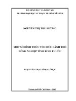 Một số hình thức tổ chức lãnh thổ nông nghiệp tỉnh bình phước  