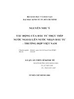(Luận văn thạc sĩ) tác động của đầu tư trực tiếp nước ngoài lên nước nhận đầu tư   trường hợp việt nam 