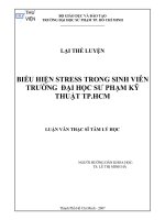 Biểu hiện stress trong sinh viên trường đại học sư phạm kỹ thuật tp  hcm  