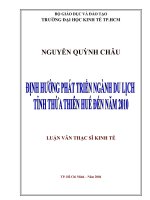 (Luận văn thạc sĩ) định hướng phát triển ngành du lịch tỉnh thừa thiên huế đến năm 2010 