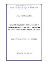 Quản lý hoạt động đào tạo nghề ở trường trung cấp kỹ thuật và nghiệp vụ nam sài gòn thành phố hồ chí minh  