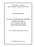 Xây dựng chủ đề giáo dục giới tính cho học sinh lớp 2, 3 ở các trường tiểu học thành phố hồ chí minh  