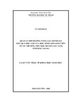 Quản lý bồi dưỡng năng lực đánh giá kết quả học tập của học sinh cho giáo viên ở các trường tiểu học huyện Lục Nam, tỉnh Bắc Giang