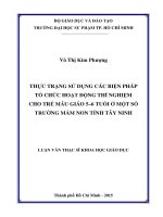 Thực trạng sử dụng các biện pháp tổ chức hoạt động thí nghiệm cho trẻ mẫu giáo 5   6 tuổi ở một số trường mầm non tỉnh tây ninh  