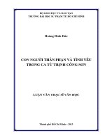 Con người thân phận và tình yêu trong ca từ trịnh công sơn  