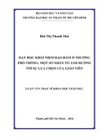 Dạy học khái niệm đạo hàm ở trường phổ thông một số nhân tố ảnh hưởng tới sự lựa chọn của giáo viên  