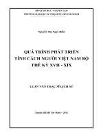 Quá trình phát triển tính cách người việt nam bộ thế kỷ xvii   xix  