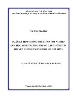 Quản lý hoạt động thực tập tốt nghiệp của học sinh trường trung cấp thông tin truyền thông thành phố hồ chí minh  